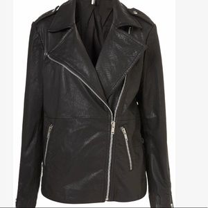 Topshop Leather Oversized Motorcycle Jacket US6